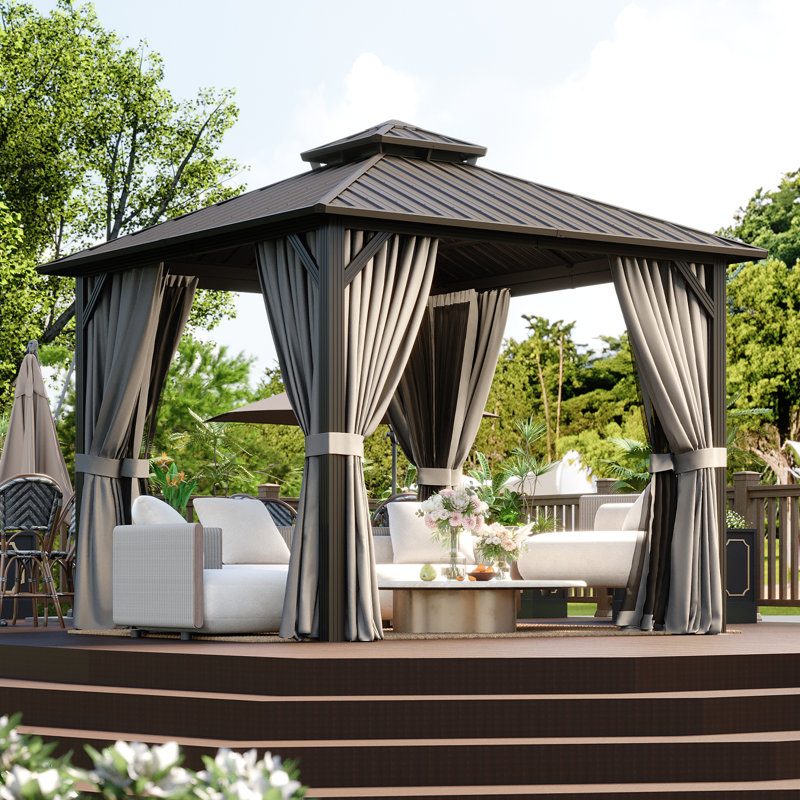 Gray Hardtop Gazebo, Gray, 10 Ft. W X 10 Ft. D