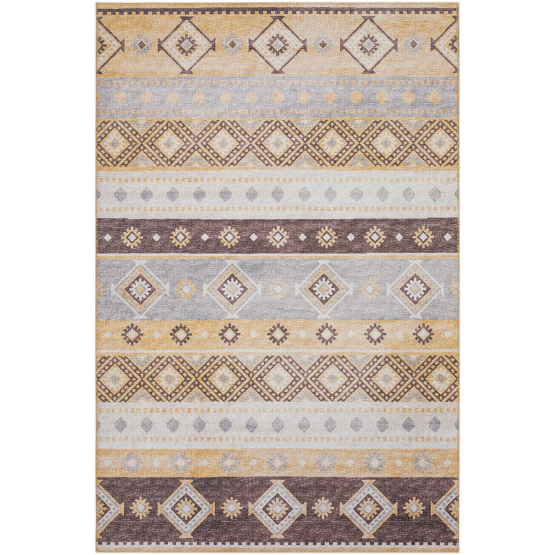 Anazagene Chenille Washable Southwestern Indoor / Outdoor Rug, Rectangle 9' x 12'