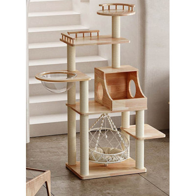 62,99 pouces "Structure d'escalade en bois naturel standard pour chat"