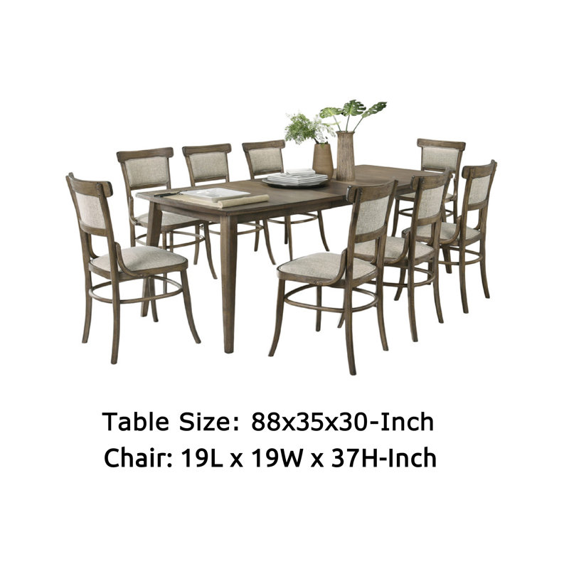 Yuki 72-88 Inch Extendable Dining Table Set With 8 Off White Chairs