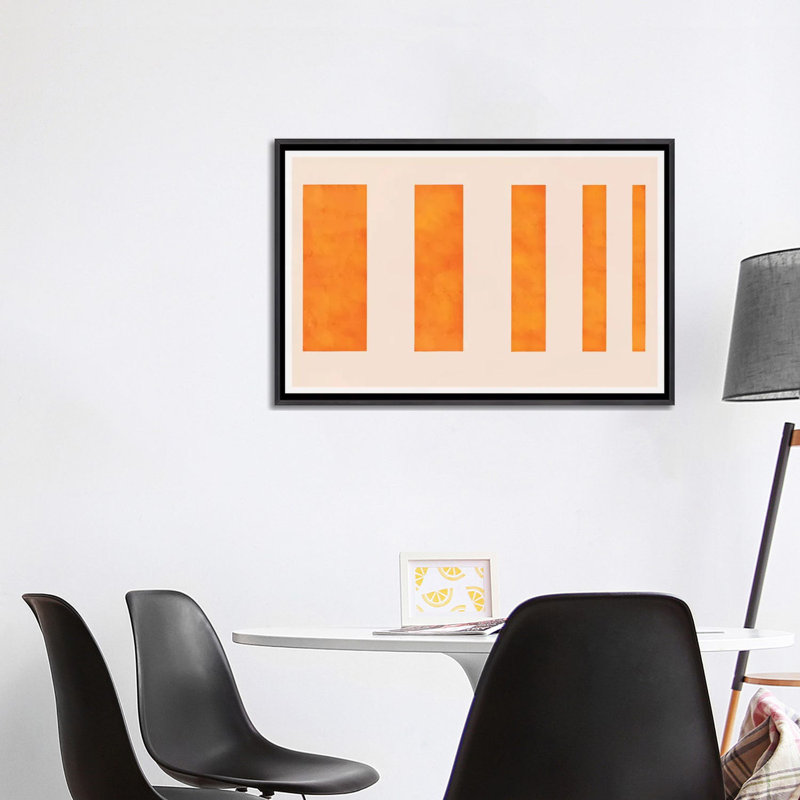 " Orange Levies ", 32" H x 48" W x 1.5" D, Distressed Black Framed Canvas