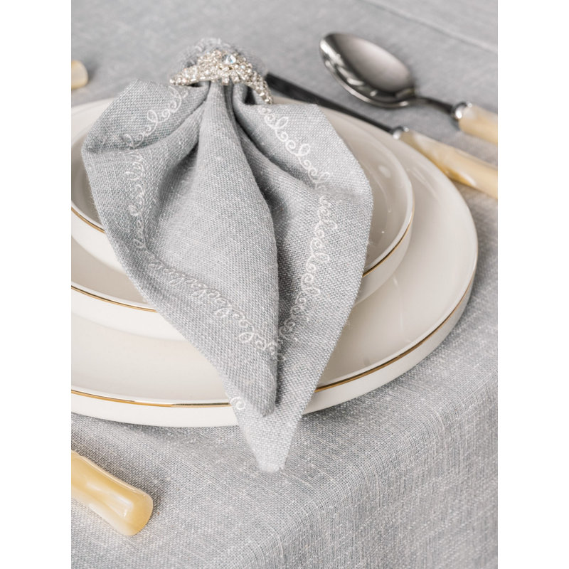 Ensemble de nappe Elegant (8 pièces), gris, 68,9 po x 94,5 po | 90% polyester / 10% coton, comprend 1 nappe (68,9 x 94,5 po), 1 tapis de couloir (15,7 x 55,1 po), 6 serviettes (15,7 x 15,7 po) | Lavable à la machine et facile d'entretien