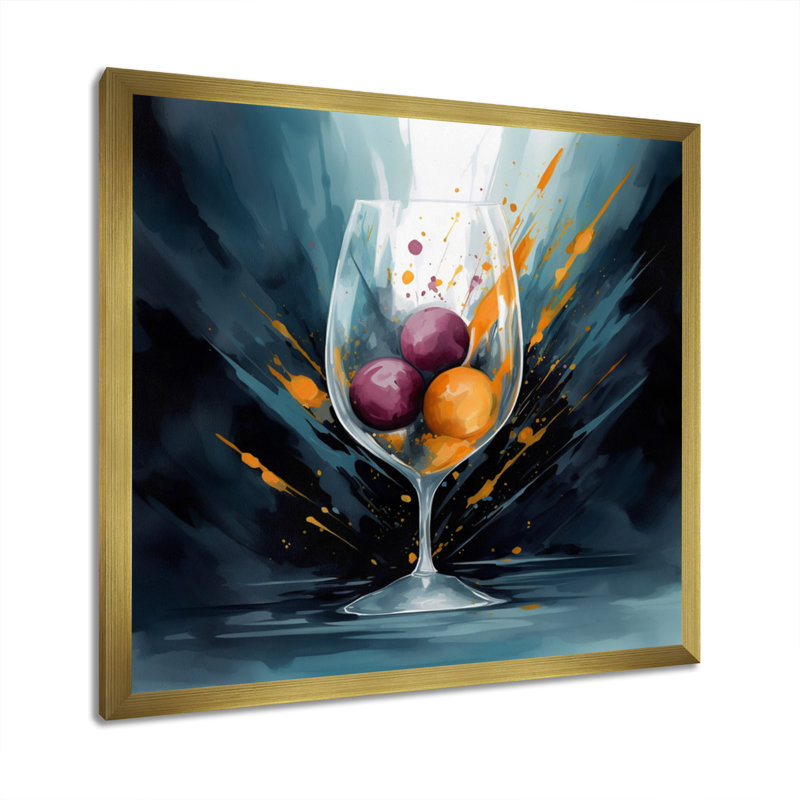 Verre de cognac Glam III - impression, H 16 po x l 16 po x P 1 po, Encadrement doré