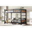 Lit mezzanine en métal noyer, double sur double, séparable pour un agencement de pièce flexible, lit superposé à installation rapide, lit partagé ou de rechange-1276128661-1276128666