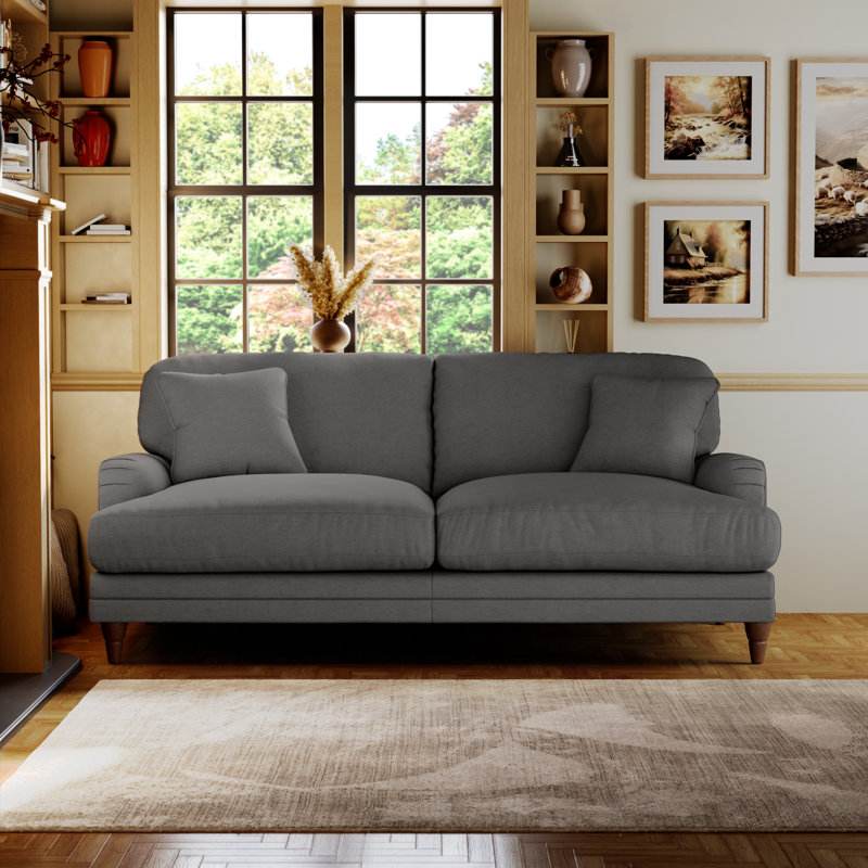 Adaku 3 Seater Sofa , Charcoal, Burnished Beech