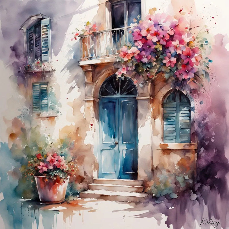 Shutter Charm - aquarelle florale, art mural