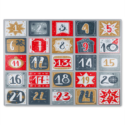 December Advent Calendar Dining Glass Chopping Board
