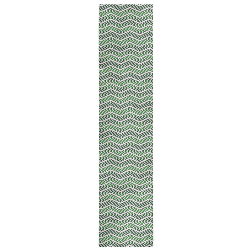 Chemin de table à chevrons ondulés Stephenie, 16 po x 72 po, Vert olive