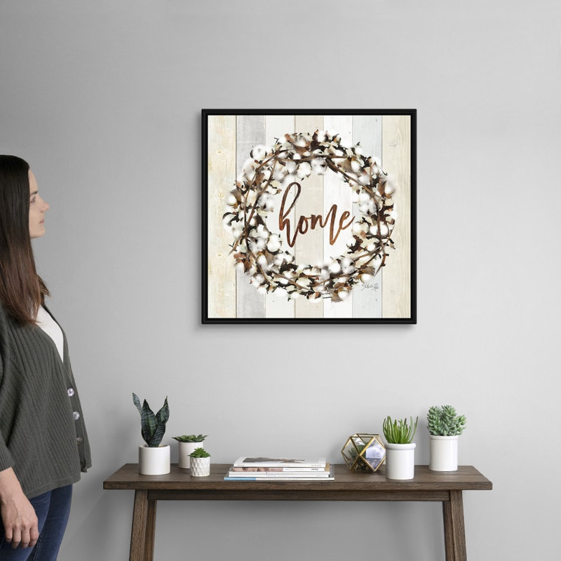 Reproduction d’art textuel sur toile, "maison en coton" par Marla Rae, Cadre noir, H 26 po x l 26 po x P 1,75 po