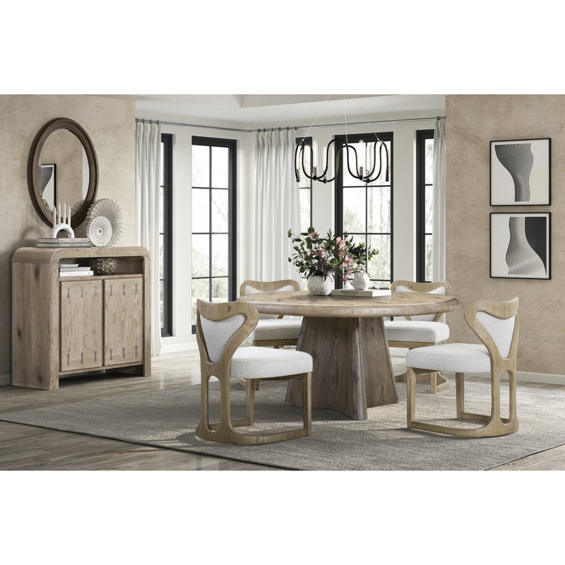 Table ronde de hauteur standard fabriquée en chêne noueux anglais, pour des soirées dansantes confortables, design ergonomique, pied central assurant la stabilité, finition chêne révélant le grain du bois, en placage.