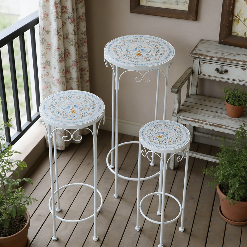 Ensemble de 3 pots à plantes avec plateau en céramique