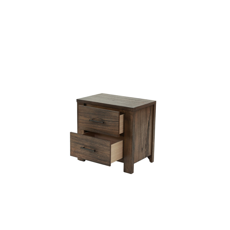 Table de chevet en bois avec finition chêne et table de chevet en bois avec 2 tiroirs
