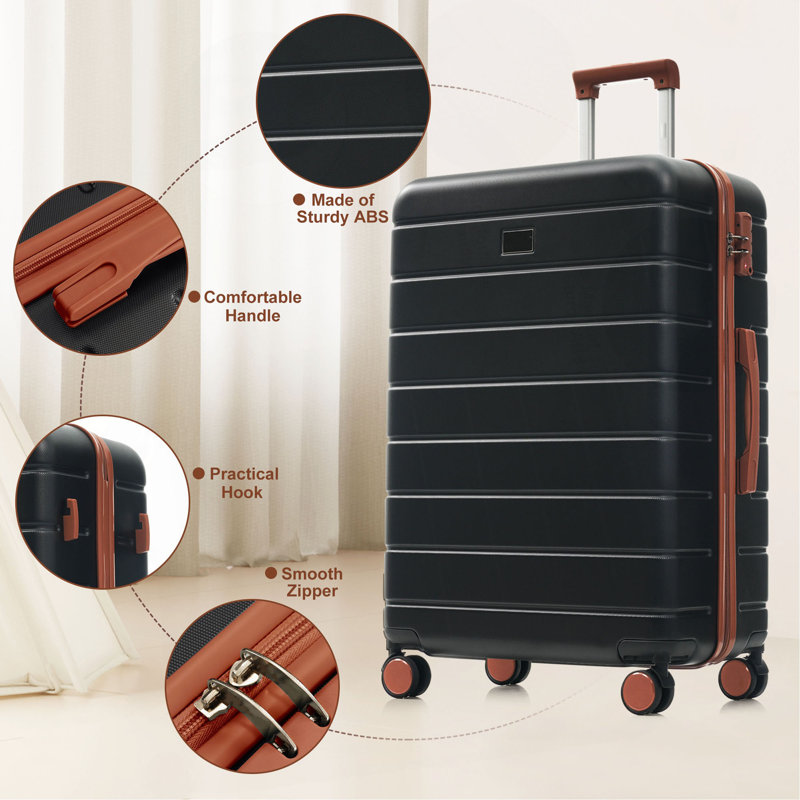 Ensemble de valises rigides 6 pièces avec serrure TSA et poignée réglable Travelpro Max, Black