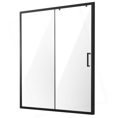Porte de douche semi-sans cadre 57,7-59 x 70 po en verre trempé 1/4 po noir mat