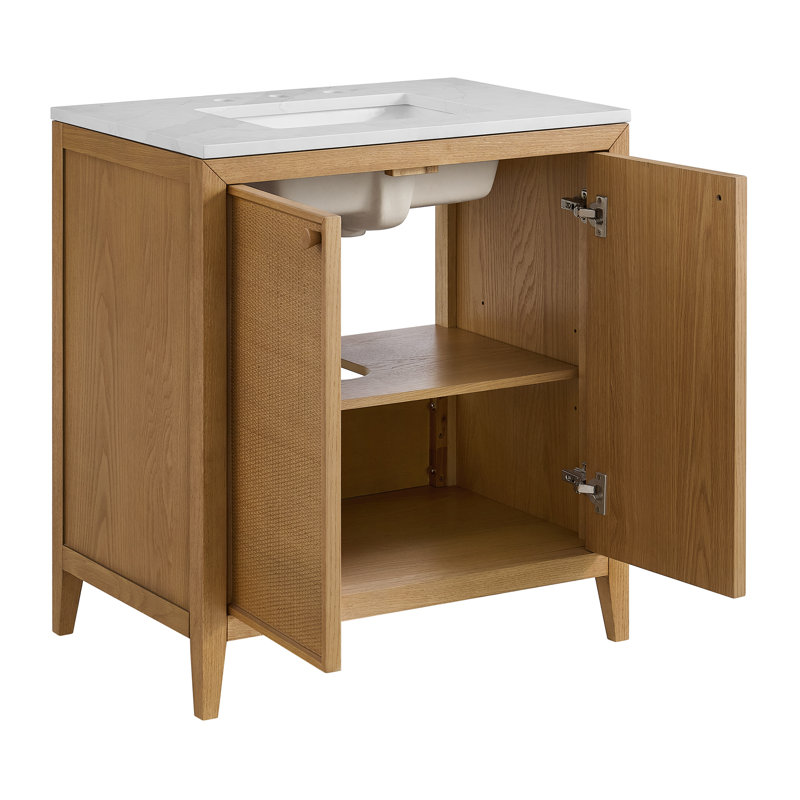 Whitney Rattan 30" Bathroom Vanity with Cultured Marble Countertop, 30"