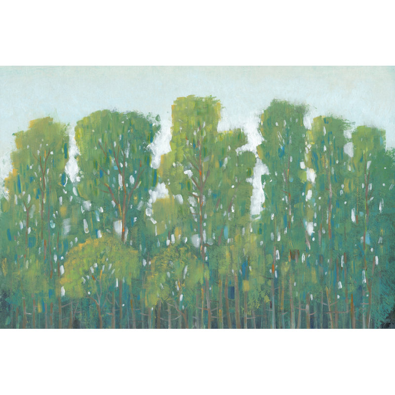 Forest Green I - Painting, 81 cm H x 122 cm W, Black Floater Framed