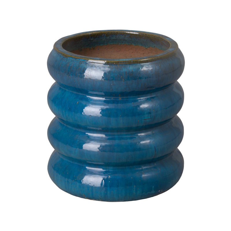 Cannet Handmade Ceramic Planter, 18" H x 16" W x 16" D, Teal