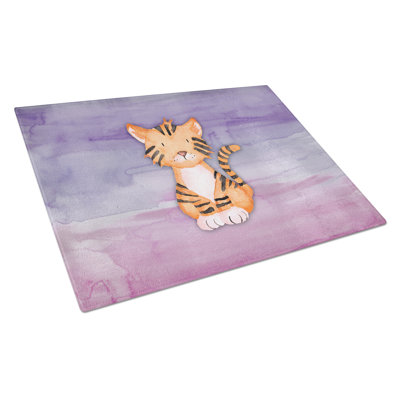 Caroline's Treasures Tempered Glass Tiger Cub Watercolor Cutting Board