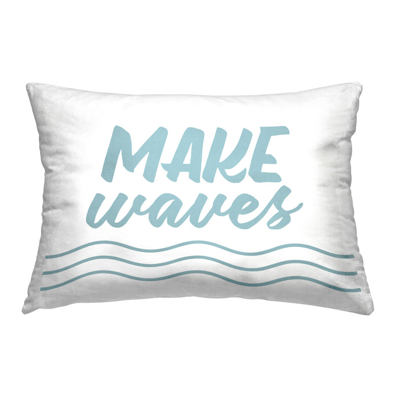 Conception de coussin décoratif «Make Waves on White» par lettré et doublé