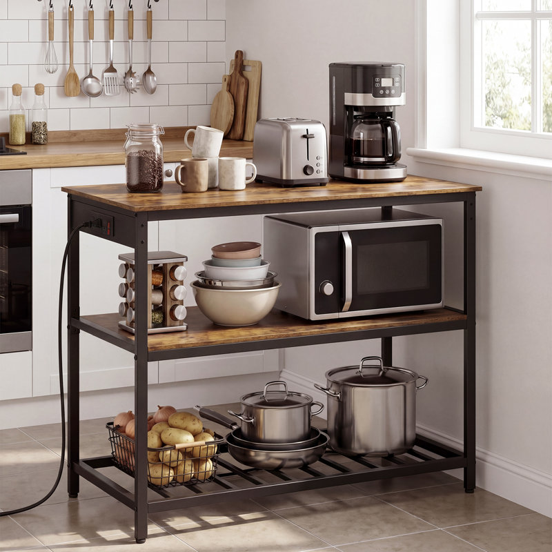 Kitchen Island, Rustic Brown/Black
