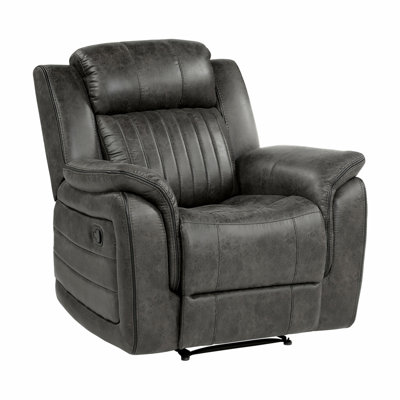 Classic Brownish Gray 1Pc Reclining Chair Plush Comfort Pillow-Top Arms Vertical Tufting Solid Wood Transitional Living Room Furniture