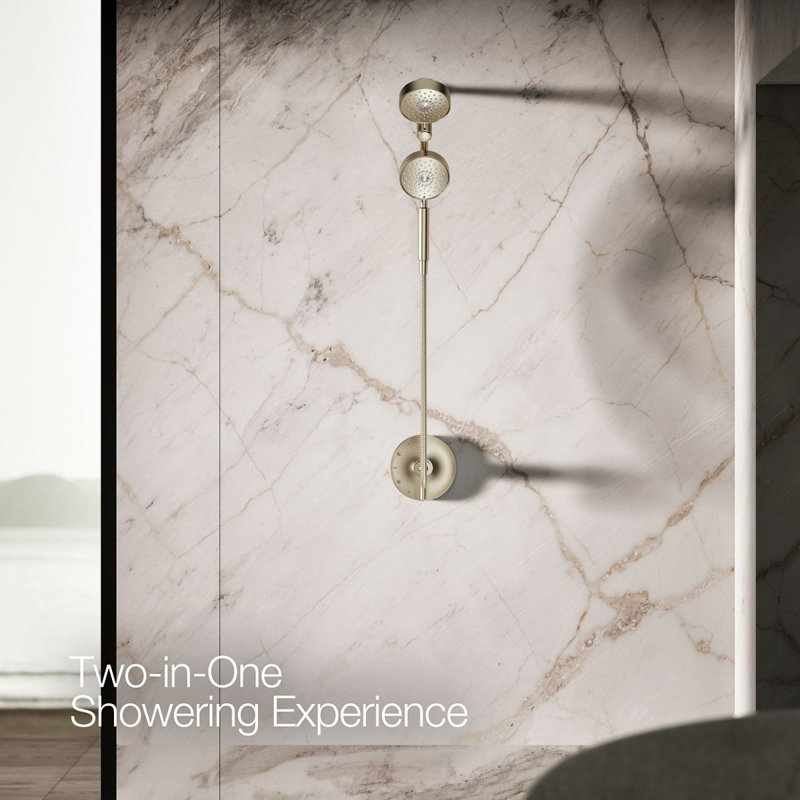 Kohler Purist® 2-In-1 Multifunction Shower Combo Kit, Showerhead and Handshower, Three Spray Settings, Vibrant Brushed Bronze
