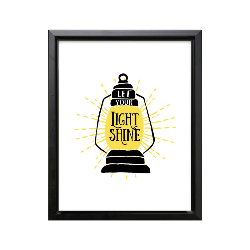 Laissez votre lumière briller, Cadre noir, Canevas, H 12 po x l 16 po