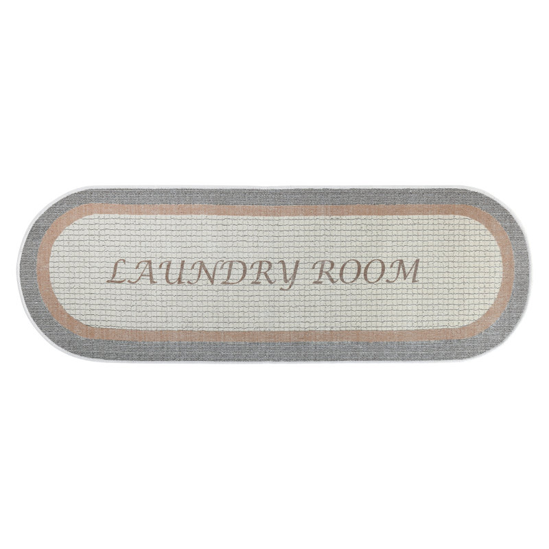 Ananya Synthetic Water Resistant Non-Skid Kitchen Mat, Gray/Brown