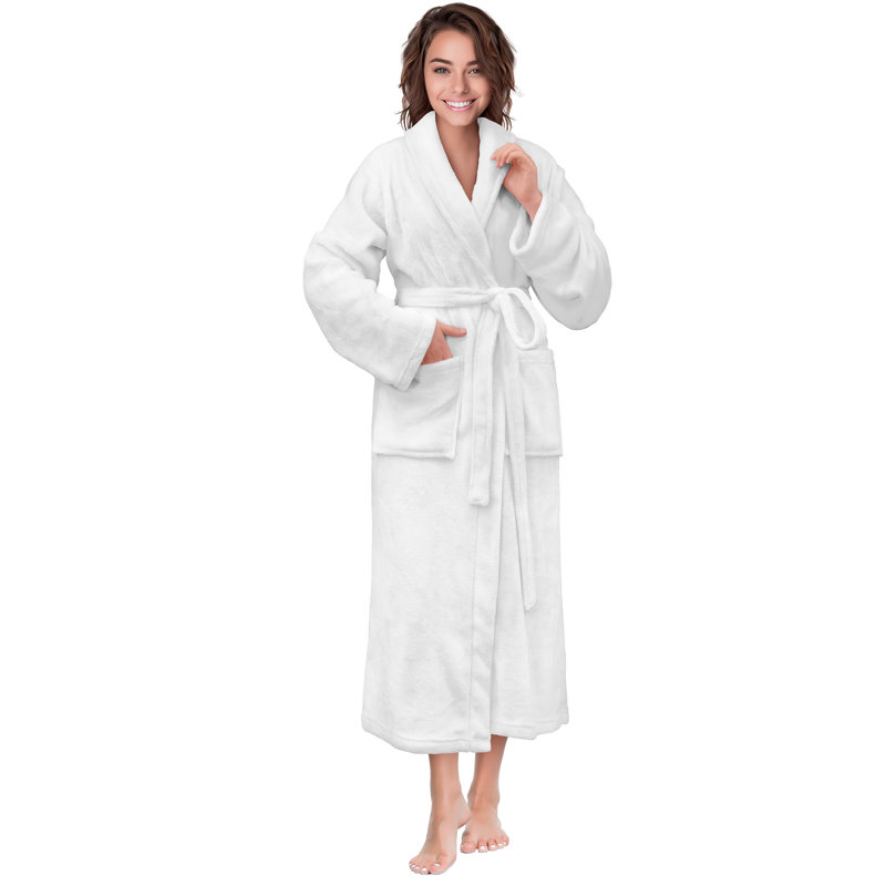 Peignoir en molleton de polyester avec poches Alling, Blanc, 2TG
