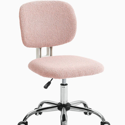 Fauteuil de bureau sans accoudoirs, fauteuil de bureau en tissu polaire Teddy, fauteuil de bureau avec hauteur réglable et roulettes pivotantes