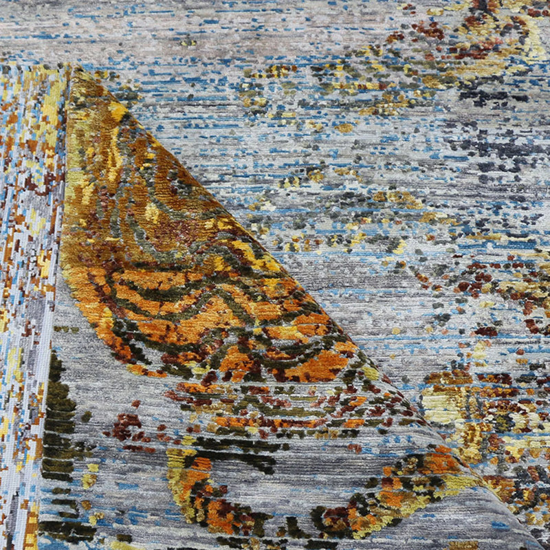 Tibetan Nu Vibrant Silk Rug - Midnight Sunburst
