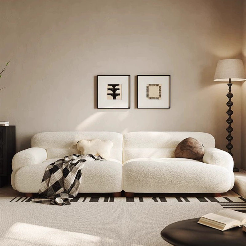Cream Fabric Straight Layout Couch