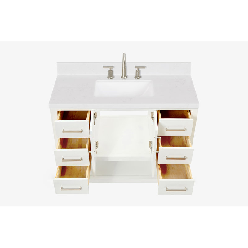 Meuble-lavabo simple avec plateau ARIEL Moille 42, Blanc