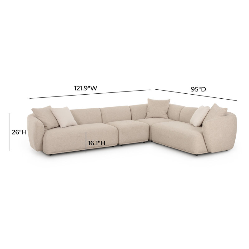  Canapé modulaire 4 pièces Sylvie, H 26 po x l 121,9 po x P 95 po