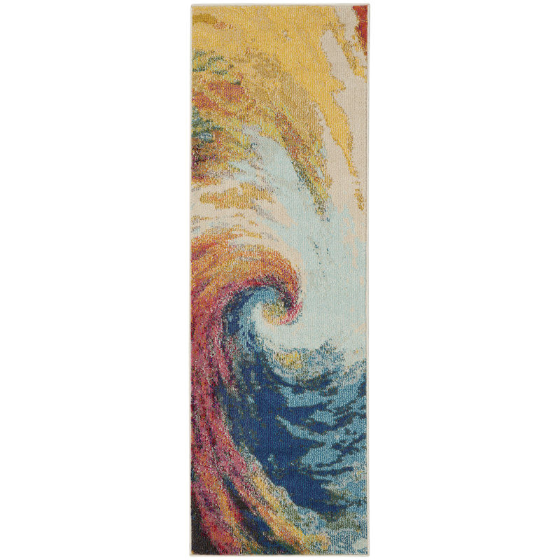 Tapis arc-en-ciel moderne Enoch, Tapis de couloir 2 pi 2 po x 7 pi 6 po