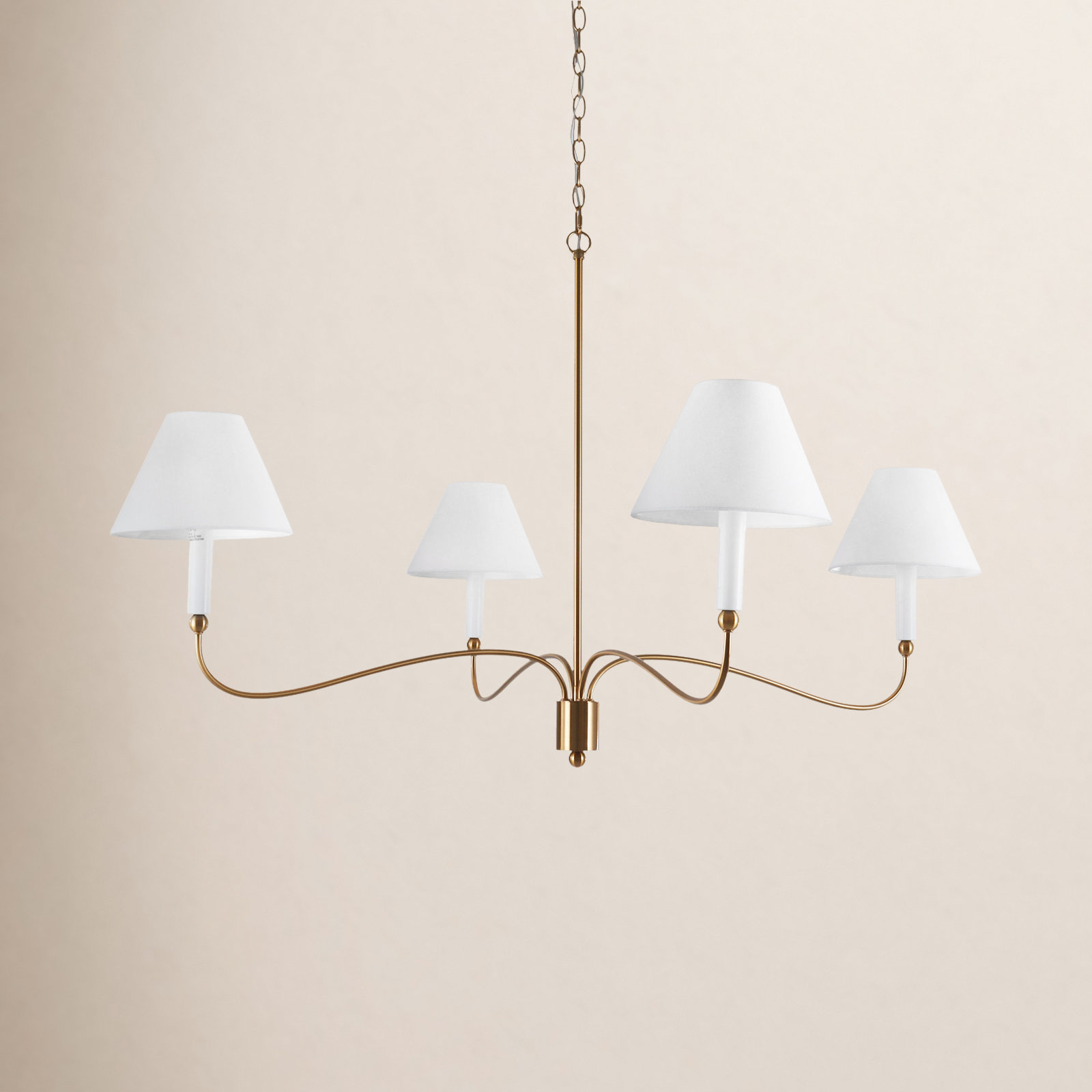 Iron 4-Light Chandelier, Polished Brass