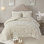 Housse de couette en coton très grand / très grand - taupe Conception d'inspiration mondiale. 100% pour la douceur. Détails du médaillon. 2 taies décoratives. . Fermeture à boutons et attaches intérieures, ensemble 3 pièces taupe. Rêves paisibles. Chenille