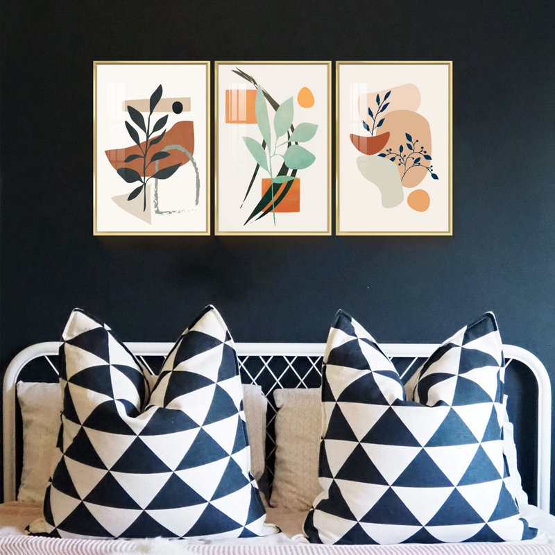 Auriol Boho, œuvre d'art encadrée sur toile, 3 pièces, H 16 po x l 36 po x P 1 po, Or