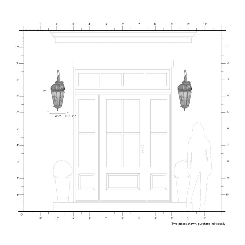 Devonshire Solid Brass Wall Light, 30" H x 9.5" W x 11.25" D