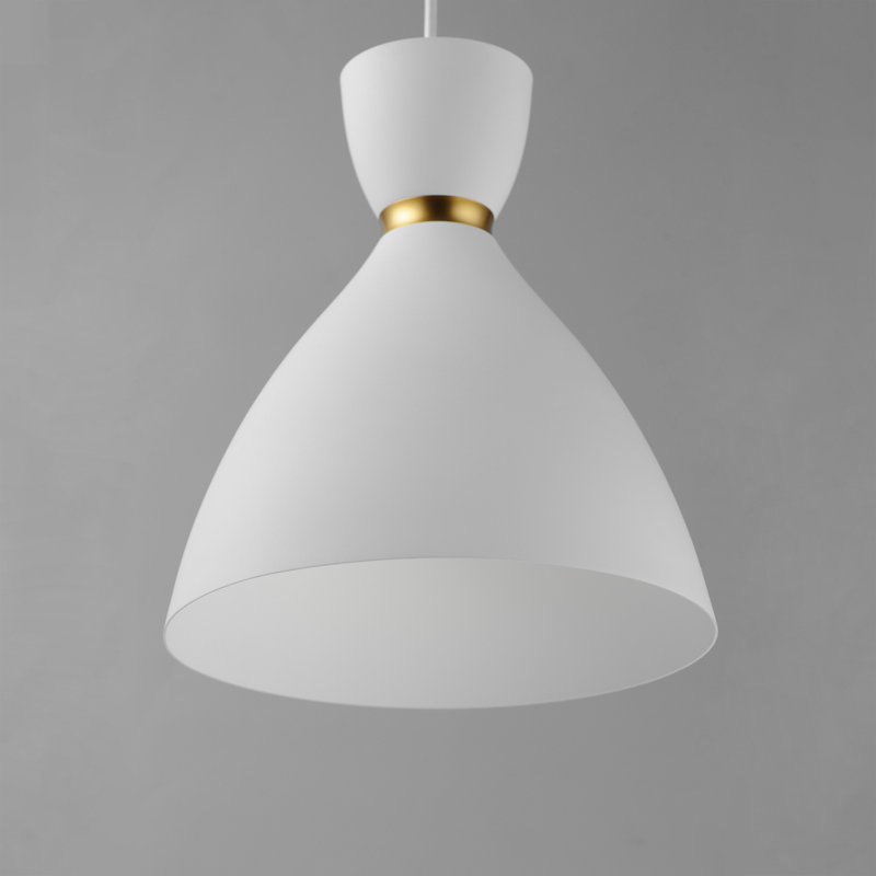 Luminaire suspendu conique à 1 lumière Willingdon, Laiton satiné / blanc