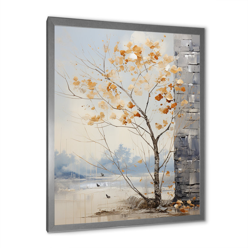 Érable dans des tons orageux sur toile, Cadre photo argenté, H 32 po x l 16 po x P 1 po