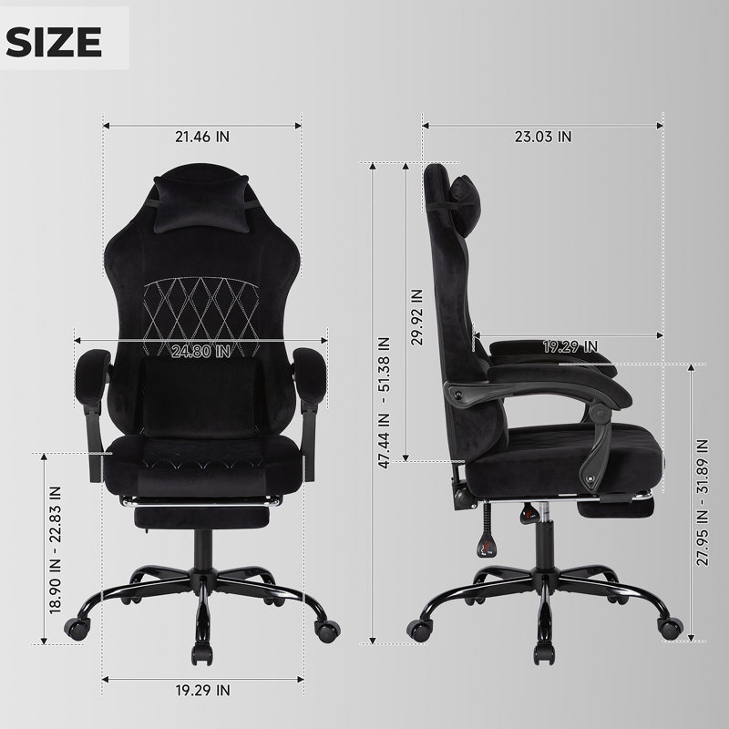 Chaise de jeu ergonomique, chaise de jeu, chaise pour ordinateur de jeu, chaise de jeu pour adultes, massage, soutien lombaire, pivotante, hauteur réglable, appui-tête et dossier.