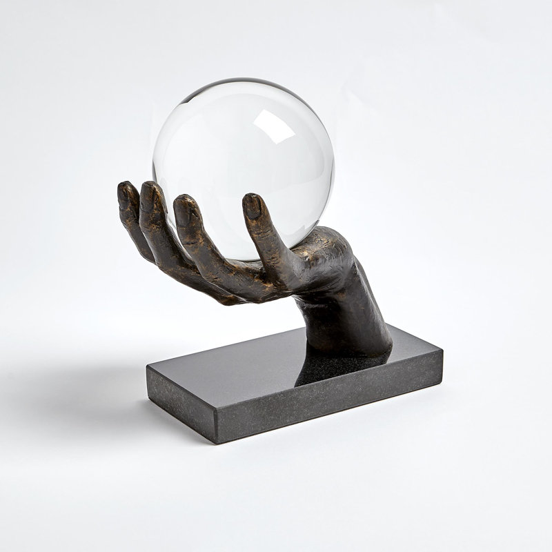 Bronze Handcrafted Iron and Glass Sculpture, 9"