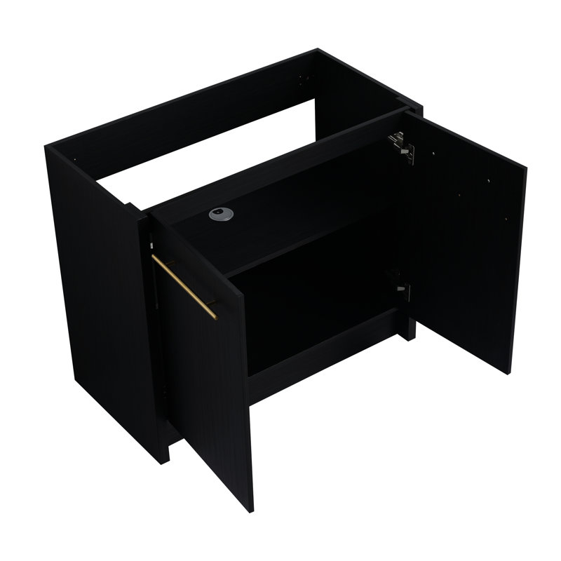Armoire de salle de bain en châtaignier noir 36 po - Meuble-lavabo autoportant et élégant autoportant et fiable, 36"