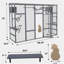 Enclos pour chat en bois avec 6 plateformes de saut, 2 condos pour chat, pont pour chat et planche à gratter, gris