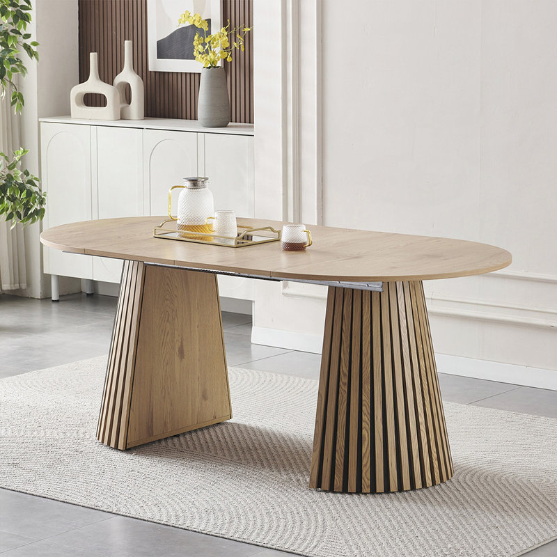Table de salle à manger extensible ovale avec une conception multifonctionnelle, parfaite pour une utilisation flexible de l'espace et une esthétique moderne