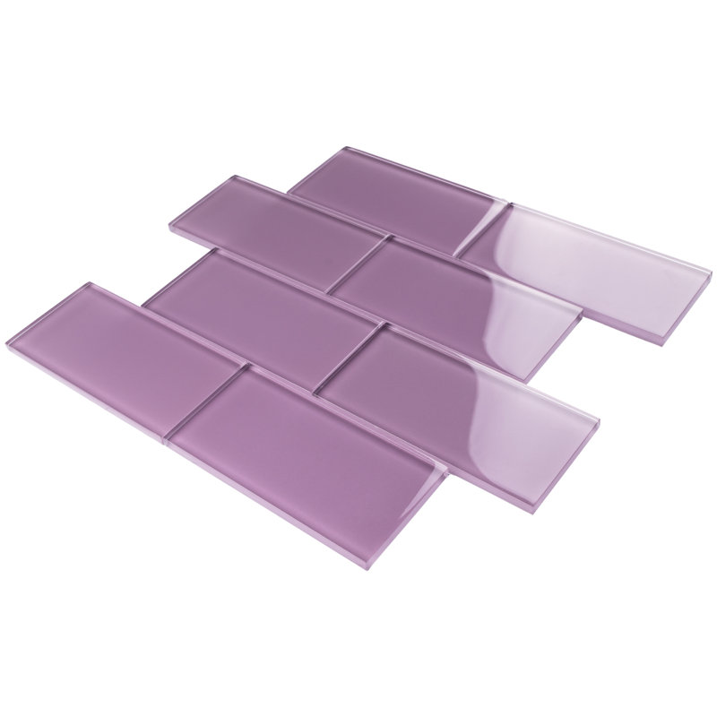 Crystile 3 in. X 6 in. Glossy Glass Subway Tile, Purple