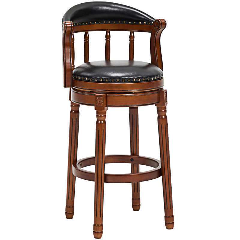 Chaise d'appoint en bois, Tabouret de bar (siège d'une hauteur de 29,51 po), Noir