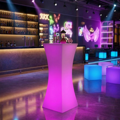 LED Light Up Bar Table with 16 RGB Colours, IP65 Waterproof