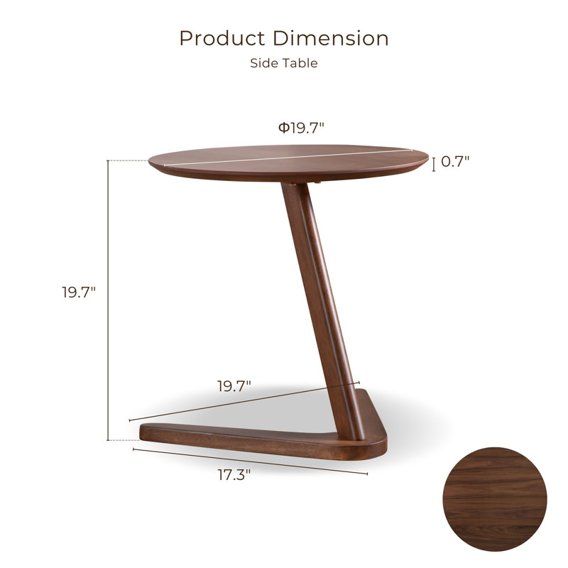 Gateshead Wood Side Table with V-Shape Base